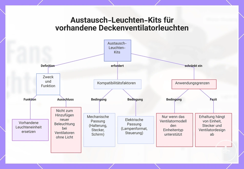 Austausch-Leuchten-Kits für vorhandene Deckenventilatorleuchten