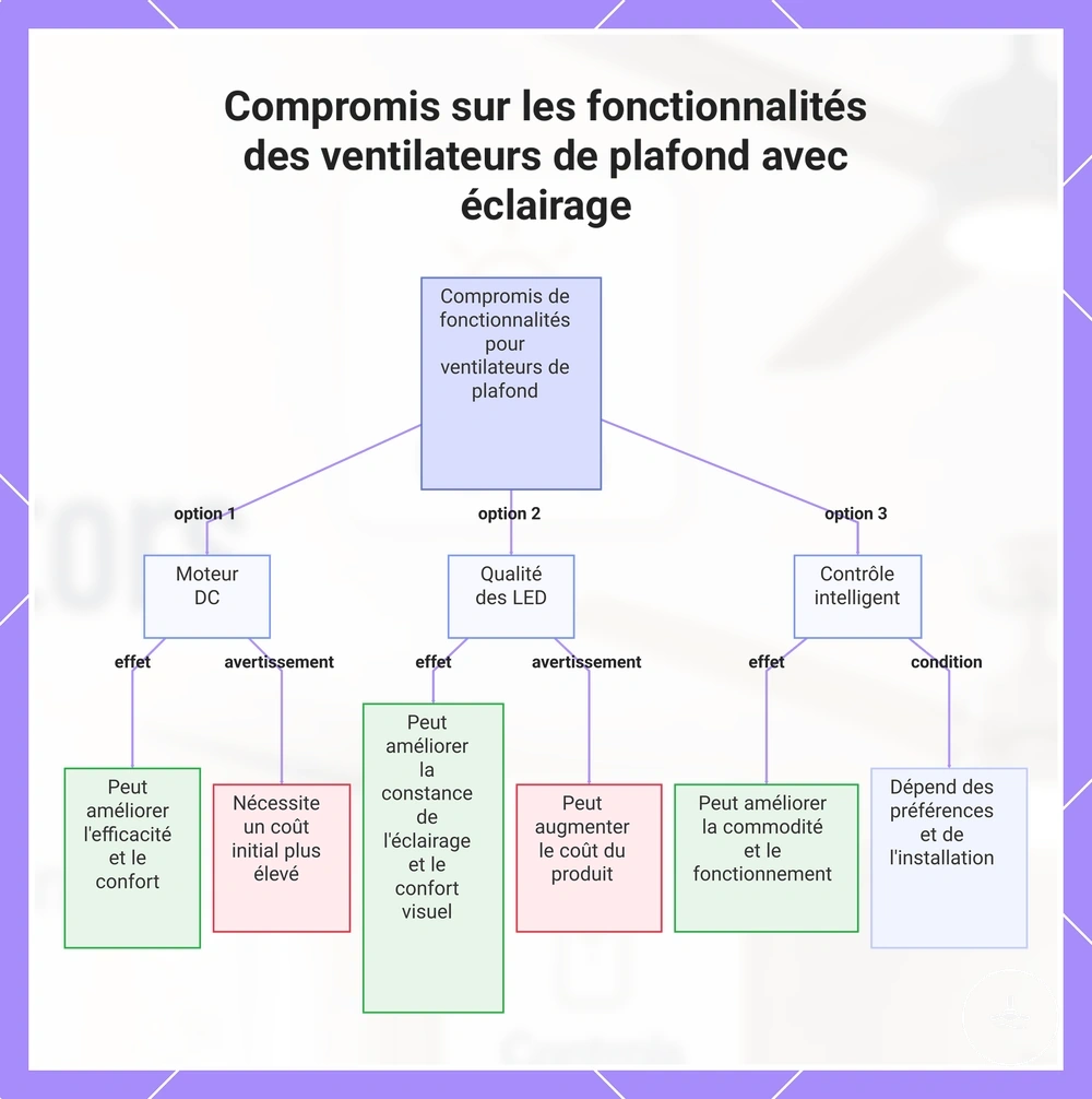 Compromis sur les fonctionnalités des ventilateurs de plafond avec éclairage